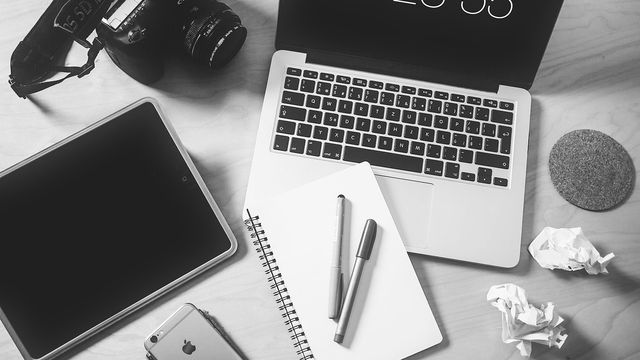 laptop and papers aesthetic